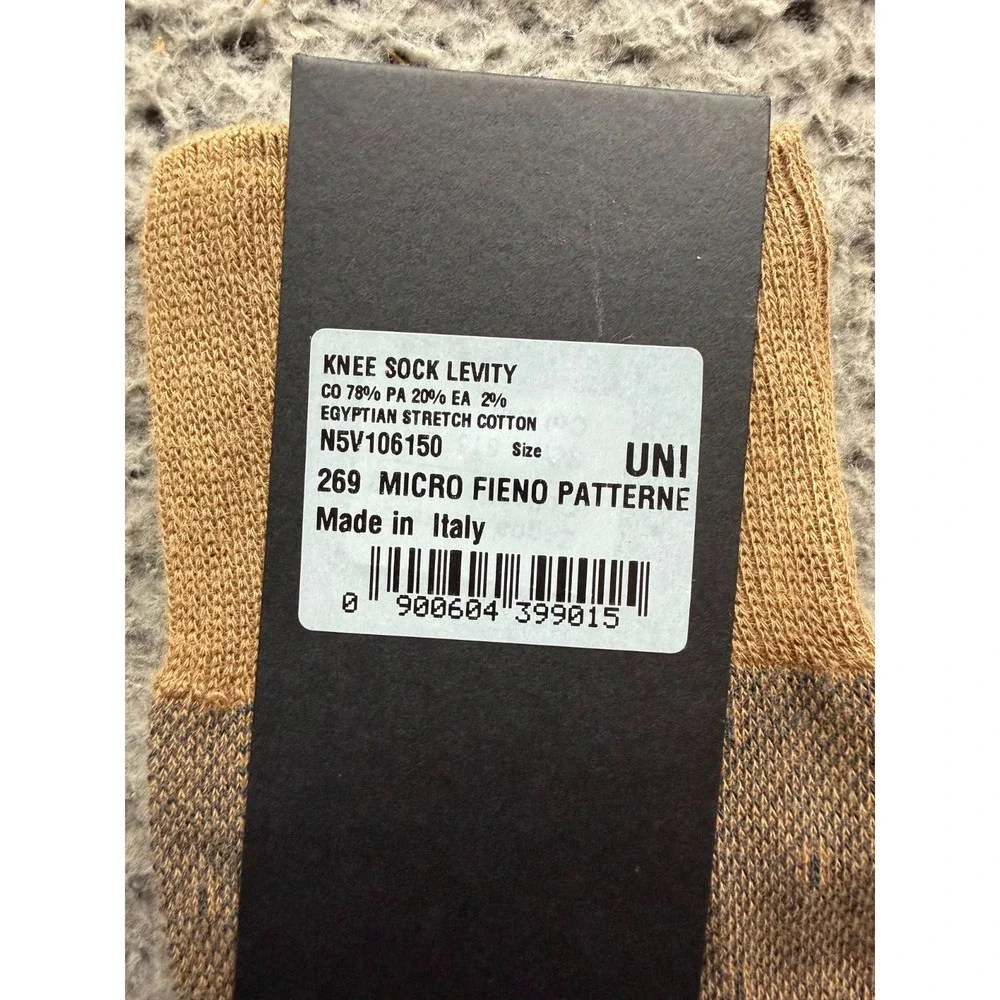 NWT Zegna Levity Egyptian Cotton Knee Sock Micro Fieno Patterned One Size Unisex